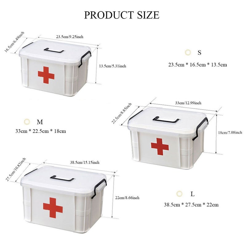 Levoberg Medicine Box Storage Box Organizer 2 Layers with Compartments Family Emergency Kit Storage Case 9.25"x6.49"x5.31" - Image 2